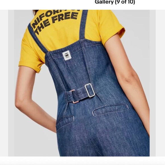 GSTAR RAW Uniform of the Free women's denim overalls jumpsuit L - Picture 7 of 7